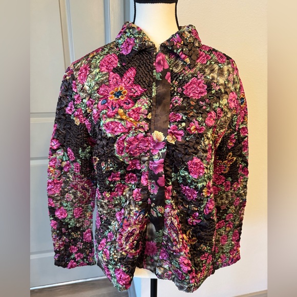 C.C.C. Smocked Zip Up Multicolored Jacket - Picture 1 of 11